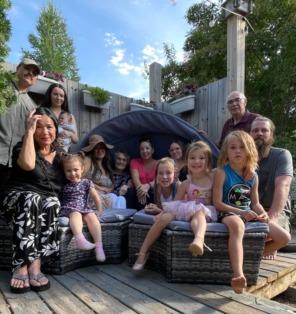 family photo outside in the summer